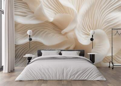 Close up of white colored Oyster mushroom. AI generated Wall mural