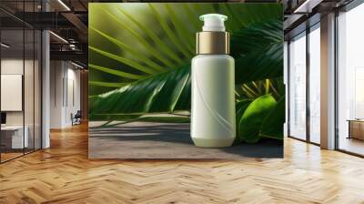 Mockup of beauty cosmetic makeup bottles. AI generation Wall mural