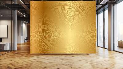 Vector gold background with floral decoration Wall mural