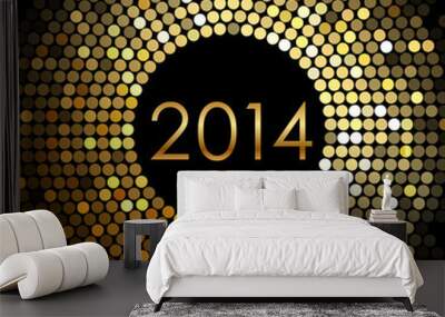 Vector - Happy New Year 2014 - gold disco lights frame Wall mural