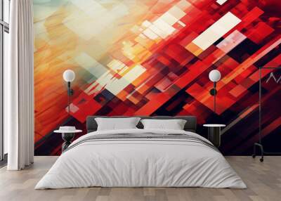 Abstract digital background in red colors Wall mural