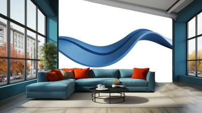 3d blue flat color curve isolated on transparent background Wall mural