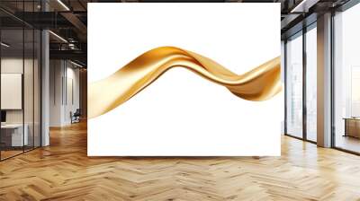 3d elegant gold ribbon isolated on transparent background Wall mural