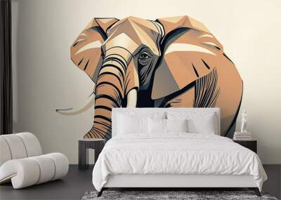 A cartoon elephant with a long trunk and tusks Wall mural