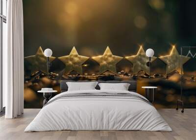 Golden stars for feedback concept background Wall mural