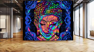 head of a Buddha is a psychedelic painting Wall mural