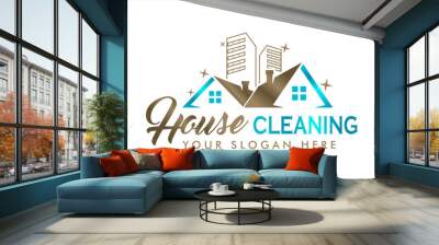 house cleaning service vector graphic business logo design template modern style Wall mural