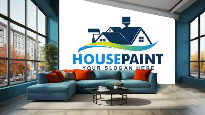 house home colored painting service logo vector silhouette illustration template business logo design. Wall mural