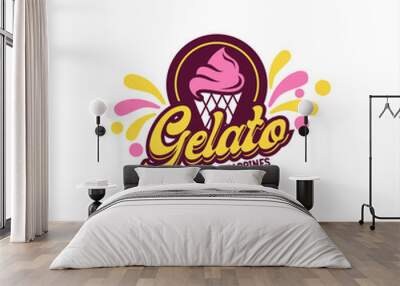 Premium gelato illustration ice cream logo, label, badge, sticker logo. Wall mural