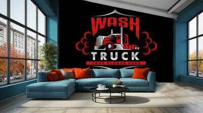 truck wash service silhouette logo illustration Wall mural