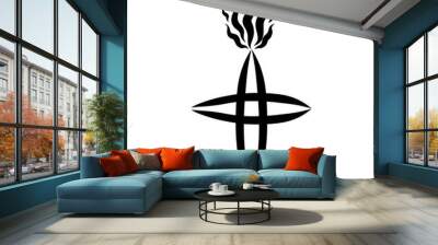 Christian cross and flame with hearts above it Wall mural