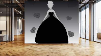 Lady in black dress, silhouette Wall mural