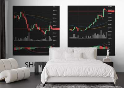 Trade platform. The concept of a universal application with cryptocurrency and finance (Binary option, forex market, benance) App for online trading smartphone Wall mural