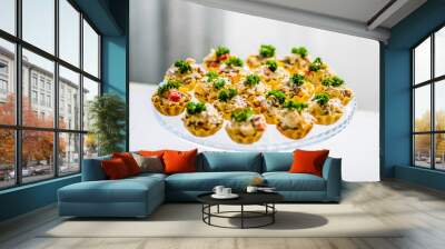 .Baskets are filled with cheese and crab sticks Wall mural