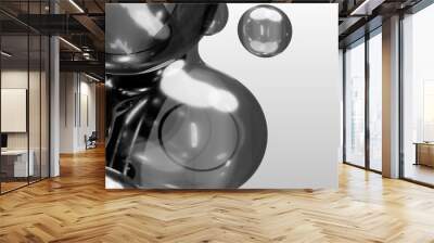 3d render motion design wallpaper animation business presentation monochrome grey white metaball gray liquid water soapy mercury bubble metasphere ball silver metal transition deformation metaverse Wall mural