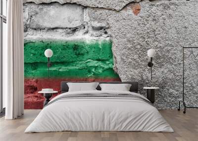 Bulgaria flag on brick wall. Wall mural