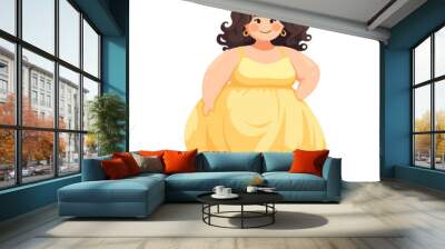 Cartoo ft plus-size woman. Vector illustration Wall mural