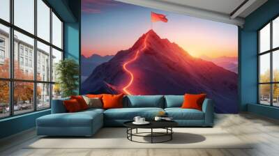 concept of step-by-step achievement of goals. glowing path leading to success and achievements conce Wall mural