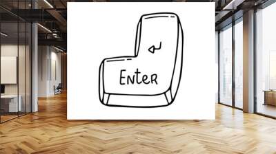 Enter button sign black white hand drawing Wall mural