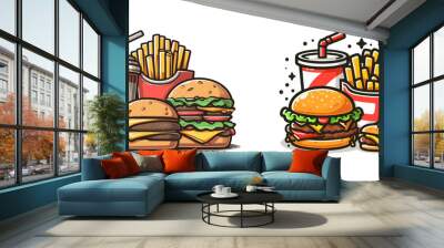 Fast food cartoon icon. Vector illustration Wall mural