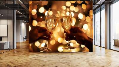 Festive Toast with Sparkling Glasses Wall mural