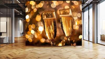 festive toast with sparkling glasses Wall mural