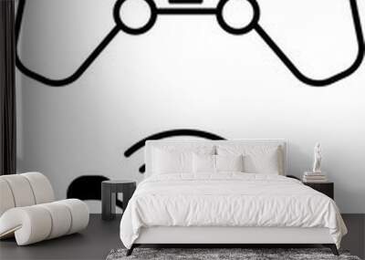 Gaming icons. Black and White Vector Icons of Wireless Gamepad. Joystick, Game Console or Controller. Computer Games Concept Wall mural