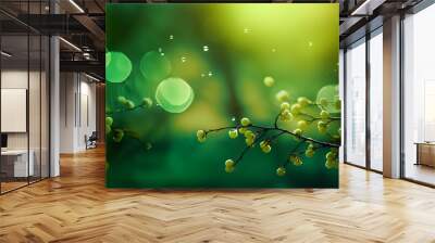 green background with blurred bokeh space and space for text Wall mural