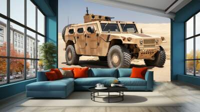 Modern army combat vehicle in the desert. Wall mural