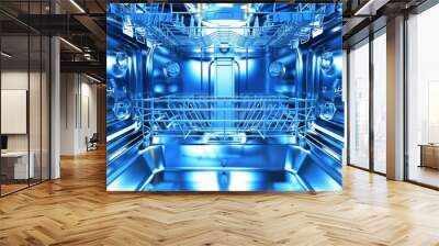 Modern dishwasher kitchen household dish washing machine professional restaurant cafe equipment consumer grade heavy load home routine clean plates cups appliances loading unloading water technology Wall mural