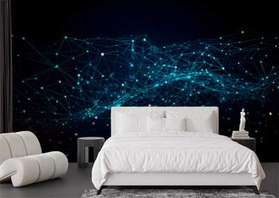 neon dots and links representing advanced technologies, generative AI Wall mural