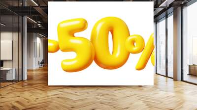 Balloon number minus fifty percent sign for sale concept. 3d render illustration Wall mural