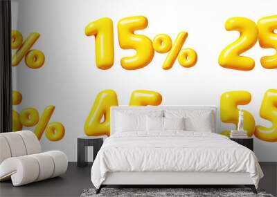 Balloon number with percent sign for sale concept. 3d render illustration Wall mural