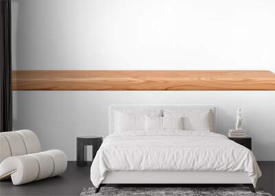 Empty wooden shelf with wall mounting. 3D render illustration Wall mural