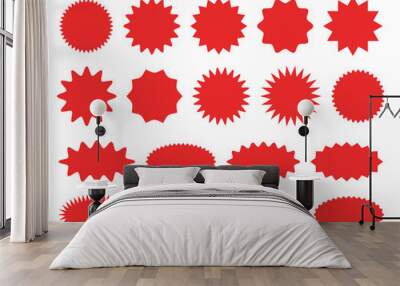 Starburst sticker set - collection of special offer sale round and oval sunburst labels and buttons. Wall mural