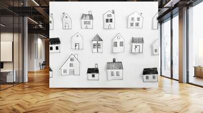 Serene collection of minimalist house outlines with simplistic charm Wall mural