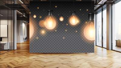 Set of realistic luminous lamps Wall mural