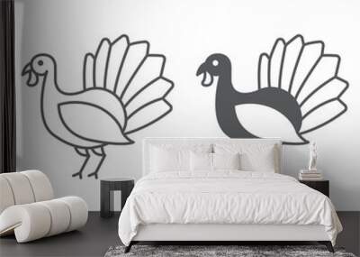 Turkey bird line and solid icon, outline style icon for web site or mobile app, thanksgiving and farm animal, gobbler vector icon, simple vector illustration, vector graphics with editable strokes. Wall mural