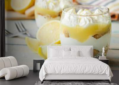 Lemon tiramisu in a glass Wall mural