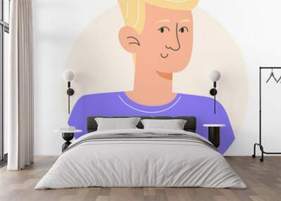 User icon with young man with blond hair in flat style Wall mural