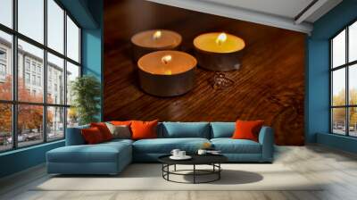  Burning candles. Golden Calzo. Evening. Wall mural