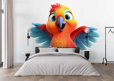 3d cute cartoon macaw parrot. Wall mural