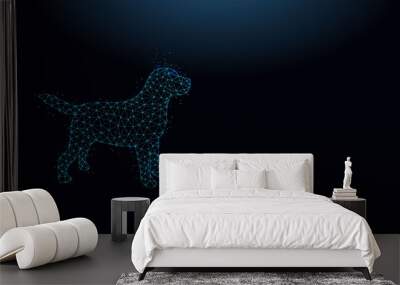 Abstract icon dog made from lines and triangles. Low poly style design. Wall mural