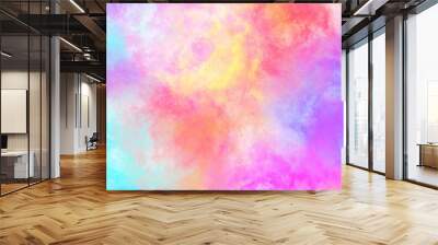 Abstract modern pink yellow blue  background. Tie dye pattern. Wall mural