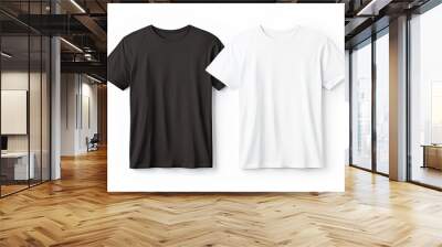 Black and white men's t-shirts isolated on a white background. Wall mural