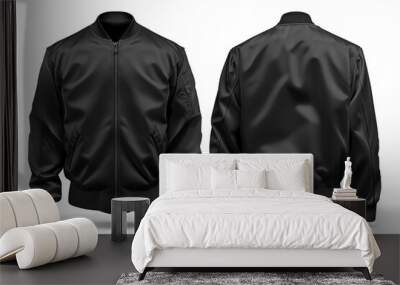 Blank black bomber jacket isolated on white background. Wall mural