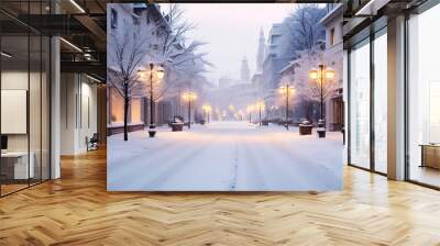 city street in winter Wall mural