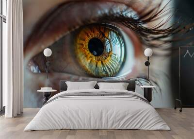 Close-up of the eye of a young woman. Wall mural