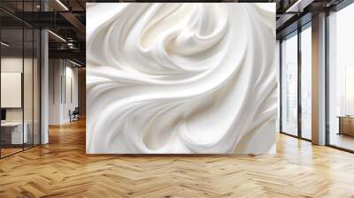 Close up of white whipped cream swirl texture for background and design. Wall mural