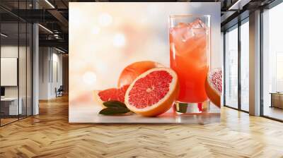 fresh grapefruit juice with ice, juice Wall mural